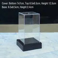 Transparent acrylic display case with black base 7x7x12.5cm for preserved flowers - Square Dome / Square 7*7*12.5CM Plastic Dome + Base
