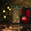 Christmas snow globe lantern in vintage dark green telephone booth with glowing tree - Telephone Booth Green Christmas Tree