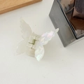 Elegant iridescent white acetate butterfly hair claw clip with a glossy finish - Iridescent White