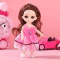Pink doll toy with brown curls and butterfly dress for children girl gift sets - Feina Girl / 17cm (Bagged)
