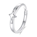 Minimalist S925 sterling silver ring with 3D star element in bright polished finish - FDJZ-311-Men's