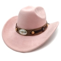 Pink faux suede cowboy hat featuring a detailed metal bull head emblem and studs - M (56-58cm) / Light Pink