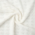 Detailed macro shot of white pointelle knit fabric with geometric triangular hollow patterns - S / White (100% Viscose)