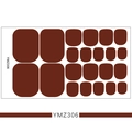 Detailed view of dark brown solid color full cover toe nail stickers set style YMZ306 - YMZ306-Coffee Brown