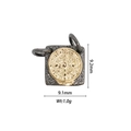 Black and gold 18k plated square pendant 9.1mm with embossed gold center - DZ-1162-Black Base Gold Round Relief