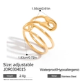 18K gold plated stainless steel paperclip ring with adjustable layered hollow design - Gold
