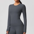 Ensemble haut de yoga à manches longues et legging gris foncé pour le sport - Gris Graphite