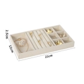 Beige velvet jewelry tray for ring and earring organization measuring 21x12x2.5cm - Set / Beige