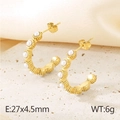 Pendientes en U de acero inoxidable oro de 18K con textura y perlas blancas - Estilo A Dorado (KE115663-KFC)