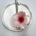 Fashionable white ceramic jewelry tray featuring a pink gradient glass flower ornament - Gradient Red (Rolled Flower)