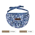 Blue floral knit pet bib collar with adjustable strap and leather logo for small dogs - Floral Print / Blue
