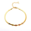 Gold evil eye bracelet with colorful zircon squares and snake chain for women - Gold Square Gemstone Snake Chain (C154)