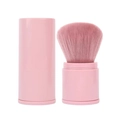 Pink retractable makeup brush with lid for blush and powder on a white background - Large Pink Powder Brush