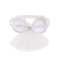 Nœud pour animaux blanc scintillant avec tulle à pois et ruban élastique doux - Paillettes Blanches