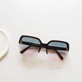 Kids square sunglasses with black frames and blue-to-pink gradient lenses for boys and girls - Green Pink