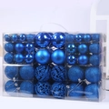 Blue Christmas ball set with glitter, matte and hollow designs in a transparent box - 100pcs PVC Boxed (Royal Blue)
