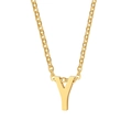 Minimalist gold titanium steel necklace featuring a polished letter Y alphabet pendant - Letter Y / Gold