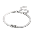 Pulsera infinito de plata con cadena de serpiente de 4mm y colgante de diamantes - Color Acero