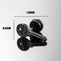 Unique black stainless steel key shaped stud earring with detailed vintage engraving - Key Style (S271)