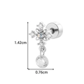 Silver stainless steel cross earring with micro-set zircon and screw back closure - Cross Pendant Style (902-7# Silver)