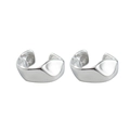 Minimalist polished silver irregular wave ear cuffs in sleek geometric metal design - Steel