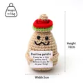 Detailed size view of hand-knitted Positive Potato doll with hat and encouragement card - Potato With Mexican Hat P Card