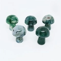 Mini green moss agate mushroom ornaments made of natural stone set of five pieces - Moss Agate