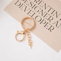 Golden alloy DIY keychain kit with lobster clasp flat ring and eye pin chain on white base - Gold 4-Link Chain + Screw Eye Pin