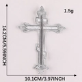 Toppa ricamata a croce argento con dimensioni 14,2x10,1cm per decorare indumenti - Stile Minimalista Piccolo / Argento