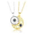 Luxuriöse magnetische Sonnen- und Mond-Halsketten für Paare in Gold und Silber mit Projektion - Goldener Mond Silberne Sonne (Doppelkette)