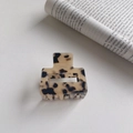 Pinza per capelli quadrata in acetato con motivo leopardato tartarugato crema e nero - 5.2cm / Stampa Leopardata Chiara
