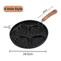 4-hole non-stick maifan stone frying pan with round and heart shapes for breakfast - Thickened 4-Hole Pan (Striped Handle)