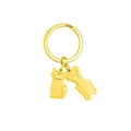 Simpatico portachiavi dorato con ciondoli minimalisti di gatto e cane per amanti - 1 Cane 1 Gatto / Oro