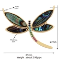 Golden dragonfly jewelry pendant with abalone shell wings and zircon body, 31x27mm - M778407-Abalone Shell Dragonfly