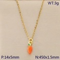 Golden titanium steel necklace featuring a vibrant orange chili pepper fruit pendant - Orange Pepper (KN292124-Z)