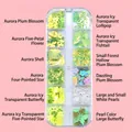 T-315 12-grid nail art sequins set with aurora shells, stars, butterflies and white pearls - T-315 (Icy Little Forest)