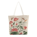 Borsa tote in tela con ricamo di loto dorato e manici bianchi superiori - Stile 4 (Ricamo di Loto)