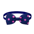 Navy blue pet bow tie with pink polka dots and ribbed texture for dogs and cats - Navy Blue Polka Dots