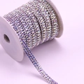 Three rows of AB color crystal rhinestone trim chain on a white roll for DIY jewelry - 1 Yard/Pack / Silver Base AB+AB