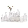 Set of transparent embossed glass vases with various vintage patterns for home decor - Clear (10 Pieces Set)