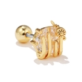 Detailed side view of 18k gold plated screw back stud earring with clear zircon - Side Zircon