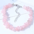 Schickes Armband aus unregelmäßigen rosa Kristallperlen mit verstellbarer Silberkette - Rosa