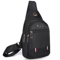 Wasserdichte schwarze Oxford-Brusttasche für Herren mit Reißverschlusstaschen und Sport-Logo - Doppelschicht / Schwarz