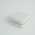 Square ivory velvet jewelry box for rings and earrings with gold zipper closure - Square / White