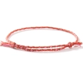 Handmade woven cotton friendship bracelet in pink and orange tones with adjustable cord - Pink Orange Coral