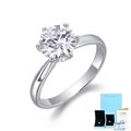 Classic six-prong Moissanite ring in silver finish with GRA certificate and gift box - Silver 50 Points (including Gift Box And Certificate) / US Size 7