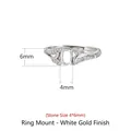 Monture de bague en argent S925 or blanc pour pierres 4x6mm avec pavage de zirconiums - Plaqué Platine (4*6mm)