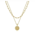 Zweilagige Goldkette mit Büroklammer-Design und rundem Buchstaben O Anhänger - Buchstabe-O
