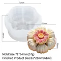 Silikonform für Blumenkerzen mit fertigem Produkt und detaillierten Größenangaben - Blühende Blume YB-174