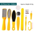 Yellow 10-piece stainless steel foot care set for callus removal and pedicure - 10-Piece Set / Yellow